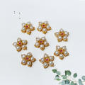 wholesale S925 gold-plated silver metal freshwater pearl small flower butterfly clasp connector link charm for bracelet necklace-0-1