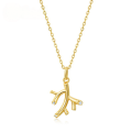 wholesale Gold Plated 925 Silver Minimalist Japanese Style Marine Life White Zircon Pendant Without Chain Women's Geometric Branch Necklace Wholesale-0-0