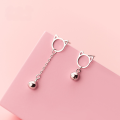 wholesale S925 silver Korean-style cute jingling kitten bell earrings, sweet Japanese-inspired girly earrings G7009-0-2