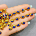 wholesale S925 silver gold-plated natural lapis lazuli accessory spacer bead hand plaque drop bracelet necklace DIY semi-finished product-0-5