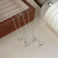wholesale S925 Sterling Silver Minimalist Whale Tail Necklace for Women, Korean, Little Red Book Viral-0-3