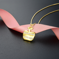 wholesale S925 Silver Minimalist Style Personalized Pendant, Korean Version Diamond-Inlaid Jewelry, Women's Small Apple Necklace-Single Pendant - Without Chain 925 Silver