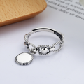 wholesale S925 Sterling Silver Geometric Irregular Circle Good Luck Lace Inlay Open Adjustable Ring for Women-0-1