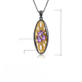 wholesale 925 Silver Italian Craft Designer Gemstone Pendant Vintage High-End Natural Amethyst Necklace Pendant-0-4
