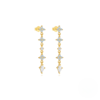 wholesale S925 Sterling Silver European Fashion Star Moon Chain Long Drop Fringe Earrings With Inlaid Zircons And Evil Eye-Gold#4 925 silver