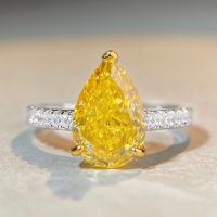 wholesale S925 sterling silver water drop ring, minimalist small design with high-end feel, European and American full diamond sterling silver ring, does not fade-White Diamond-CBJZ067>No.9