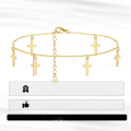 wholesale S925 Sterling Silver Adjustable 25 Flash O Chain + 6 Pcs 54*11mm Cross Pendant Anklet,-0-1