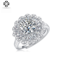 wholesale S925 Sterling Silver Cross-Border Fashion Designer Adjustable Ring for Women, Non-Tarnish, Light Luxury 2ct Moissanite Fine Craftsmanship-0-1