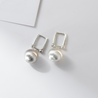 wholesale S925 Sterling Silver Minimalist U-Shaped Horseshoe Brushed Bead Ear Clasp Geometric Design Earrings M06690-S925 silver pair 925 silver