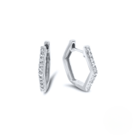 wholesale S925 Sterling Silver Hexagonal Zircon-encrusted Elegant Ear Cuff Earring With Ultra-sparkly Zircons, Korean Style-Platinum