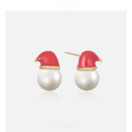 wholesale Sterling Silver S925 Christmas Hat Pearl Ear Studs for Women,Ins-0-1
