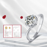 wholesale S925 Sterling Silver Plated Bud Moissanite Ring D Color with Certificate 1 Carat Moissanite Engagement Ring Cross-Border Hot Sale-1 carat moissanite ring  US size 6 (domestic size 13)