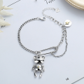 wholesale S925 Sterling Silver Korean Style Exaggerated Large Brooch Mechanical Swingable Bear Trendy Internet-Famous Lightning Bracelet-0-0