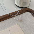 wholesale S925 Sterling Silver Korean Style Durable Lucky Twist Pendant Necklace for Women, Light Luxury Fashion Minimalist Double Layer Collarbone Chain with a Sense of High-End-0-5