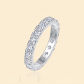 wholesale S925 Sterling Silver Moissanite Ring Light Luxury High Version Stackable Full Finger Ring European and American Jewelry Amazon Best-Selling Eternity Band-0-0