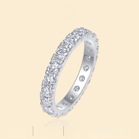 wholesale S925 Sterling Silver Moissanite Ring Light Luxury High Version Stackable Full Finger Ring European and American Jewelry Amazon Best-Selling Eternity Band-Moissanite 3mm/10 points No. 6