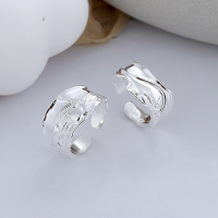wholesale S925 Sterling Silver Crinkle Foil Textured Irregular Open Ring with INS Style Minimalist Niche Luxury Finish for Women-D143/B approx. 4.1g &gt; opening adjustable