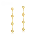 wholesale Gold-plated 925 Silver Japanese Light Luxury Synthetic Opal Small Round Long Slimming Ear Studs Minimalist Geometric-0-0