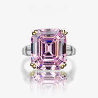 wholesale 925 Sterling Silver Zircon Ring 15 Carat Luxury High Carbon Diamond Ring 14*16 Viral Dad Trendy Style-Yellow 14*16; J57【R-0377】>No.7