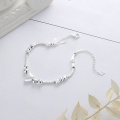 wholesale S925 Sterling Silver Korean-style Round Bead Cut Surface Bead Crushed Silver Multi-piece 3D Creative Trendy Heart Bracelet-0-0