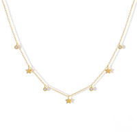 wholesale K925 Sterling Silver Gold-plated Five-pointed Star Pendant Necklace With Inlaid Zircons-gold