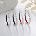 wholesale S925 Sterling Silver European and American Cross-Border Personalized Red and Black Matching Large Circle Irregular Texture Exaggerated Earrings-0-0