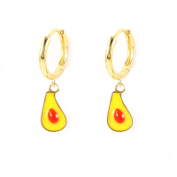 wholesale S925 Sterling Silver Enamel Fruit Drop Earrings, Fashionable And Creative European And American Hot-sale Earrings-Gold-Avocado