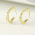 wholesale S925 Sterling Silver Bfirst Minimalist Geometric Goat Horn Earrings Wholesale, Small ZirconiumEarrings-0-1