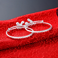 wholesale S999 Silver Korean-style baby full moon bracelet pair, fashionable infant accessory-Baby Bracelet S999 Pure Silver