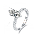 wholesale S925 Silver Plated 18K Gold 2-Carat 6*12mm Classic Marquise Moissanite Ring for Cross-Border Independent Stores-0-5