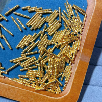 wholesale S925 gold-plated engraved tube, oblique knife bead DIY accessories bracelet cord necklace handmade spacer bead semi-finished product-One gram of bright water-soaked beads