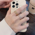 wholesale S925 sterling silver Korean-style hollow double-layer irregular open ring INS trendy index finger ring for women-0-2