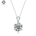 wholesale S925 Silver Necklace with 10 Carat Moissanite Pendant, Minimalist Style Collarbone Chain Accessory Gift Ready for Wholesale-0-1