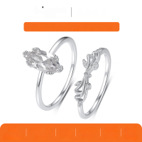 wholesale S925 Sterling Silver Combination Two-Piece Marquise Moissanite Ring Stackable Ring Set, Amazon Best-Seller-Platinum 2 carats (with certificate)  6 US