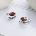 wholesale S925 Silver Retro Vintage Agate Ring with Ancient Style Patterns, Trendy and Versatile Open-Ended Design-0-2