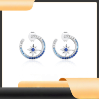 wholesale S925 Sterling Silver Hexagram Earrings, Ethereal Style, Elegant Ear Accessories, Advanced Autumn Winter New Product, Ear Studs for Women, Wholesale-Platinum 925 silver