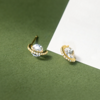 wholesale S925 Sterling Silver Fresh and Sweet Ins Style Niche Design Exquisite Diamond-Inlaid Planet Ear Studs M06427-S925 silver pair gold 925 silver