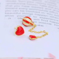wholesale S925 Sterling Silver Maker Asymmetric Long Hot Air Balloon Earrings Fashion Fairy-like Personality Heart Stud Earrings for Girls-0-2