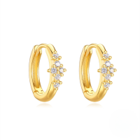 wholesale 925 Sterling Silver Super Sparkling Zircon Inlaid Geometric Light Luxury Ear Hoop Ear Clasp, Popular In Cross-border Sales With An Ins High-end Feel-Gold #4