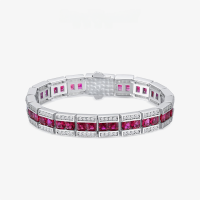 wholesale Metal material first, then Shipei Jewelry Live New 05ct Lab-Grown Ruby/Sapphire 4*4 Bracelet Women's 16-17cm-Cultivated Ruby【B-1793】 Chain length 16cm