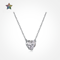 wholesale S925 Sterling Silver Minimalist Small and Exquisite Heart-shaped Zircon Pendant Choker Necklace Wholesale-White gold and white diamonds NE190037-SW-WH 925 silver