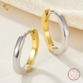 wholesale S925 Silver Plain Hoop Earrings, Two-Tone Silver Ear Hoops, Ins Style Versatile Minimalist High-End Ear Clasps for Women Wholesale-0-0