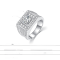 wholesale S925 silver inlaid with 1CT moissanite men's classic fashion ring, hot-selling direct sales in European and American cross-border live broadcasts-0-1