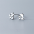 wholesale 925 Sterling Silver Korean-style Diamond-encrusted Fashionable and Elegant Five-pointed Star Stud Earrings for Women, Lovely and Sweet Star-shaped Ear Jewelry E9851-0-1