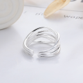 wholesale S925 Silver Cloud Tide Pavilion Korean Style Multi-Wire Wrapped Personality Internet-Famous Ins Wind Creative Design Open Adjustable Ring-0-2