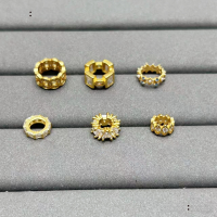 wholesale Gold-plated silver running ring clasp DIY jewelry accessories with micro-set zirconia barrel beads for necklaces and bracelets crafting materials-6# one
