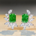 wholesale Sterling Silver Petite Emerald Stud Earrings for Women, Internet-Famous Style Elegant Earrings, New Trendy Minimalist Vintage Wholesale-0-0