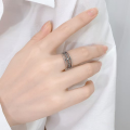 wholesale Metal Material: Retro Creative Dark Gothic Cross Flower Thai Silver Ring, European and American Minimalist Personality Trend Ring Jewelry Factory Direct-0-3