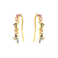 wholesale S925 Sterling Silver Ins-style Light Luxury Zircon-studded Back Earring Ear Climber-gold