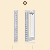 wholesale 925 Sterling Silver Popular in Europe and America Vacation Style U-Shaped Earring Clasp Design Small Niche Hoop Earrings for Women with a Luxurious High-End Feel-Moissanite 36 pieces/pair